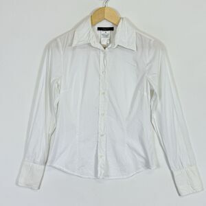 Weekend MaxMara White Long Sleeve Button Front Collared Shirt Top Women's Small‎